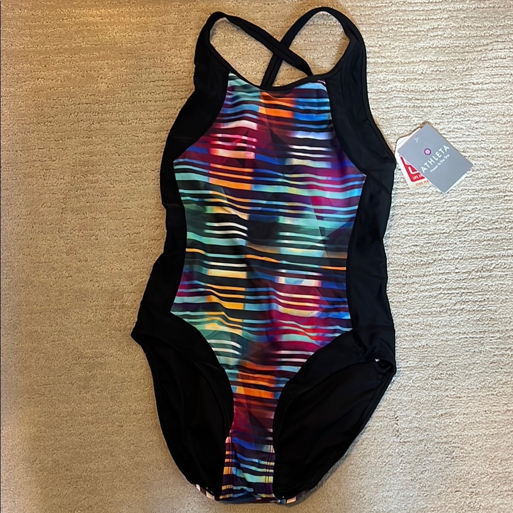Athleta Multicolor Striped One-Piece Swimsuit